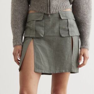 Paloma Wool Gray Anturi Cargo Utility Slit Mini Micro Skirt Pockets 38 EU, 6/8